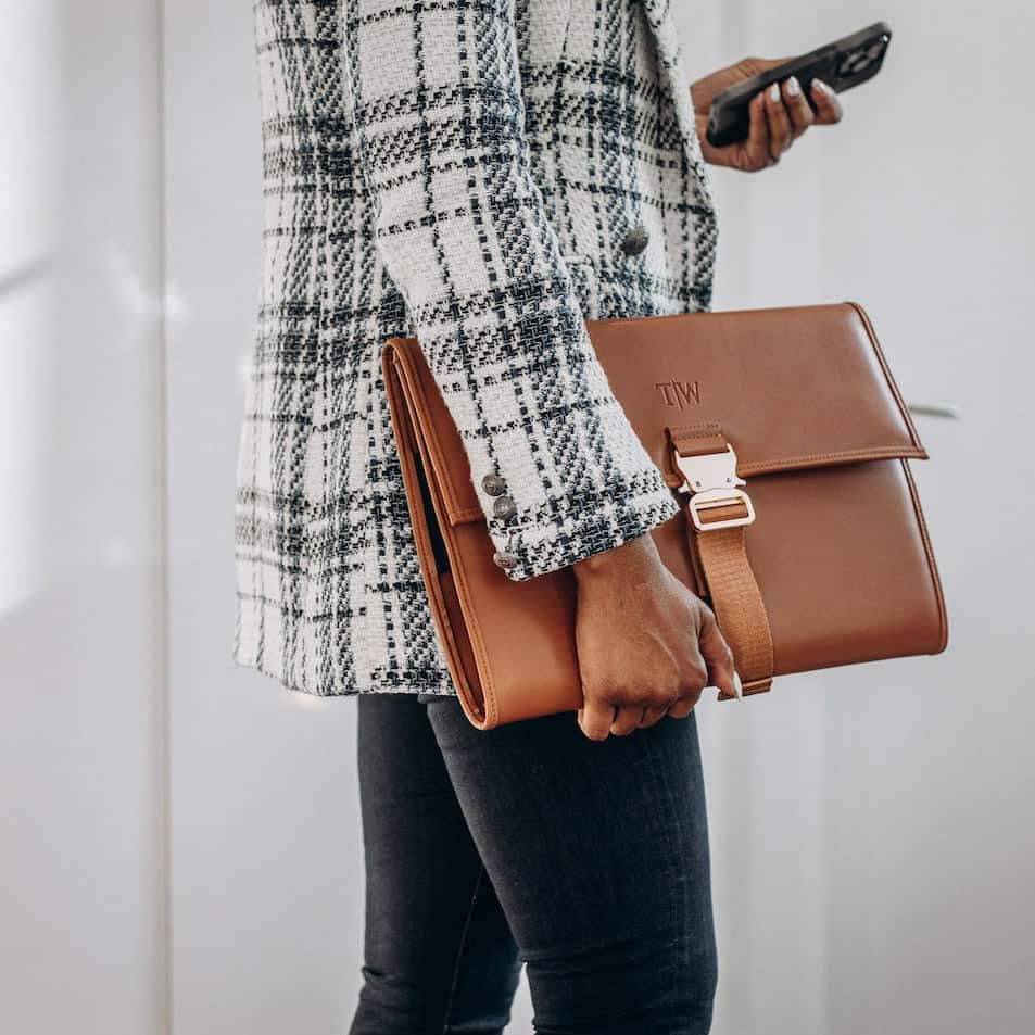 Ginger Brown Laptop Portfolio - T|W Tote Premium Handmade Collection