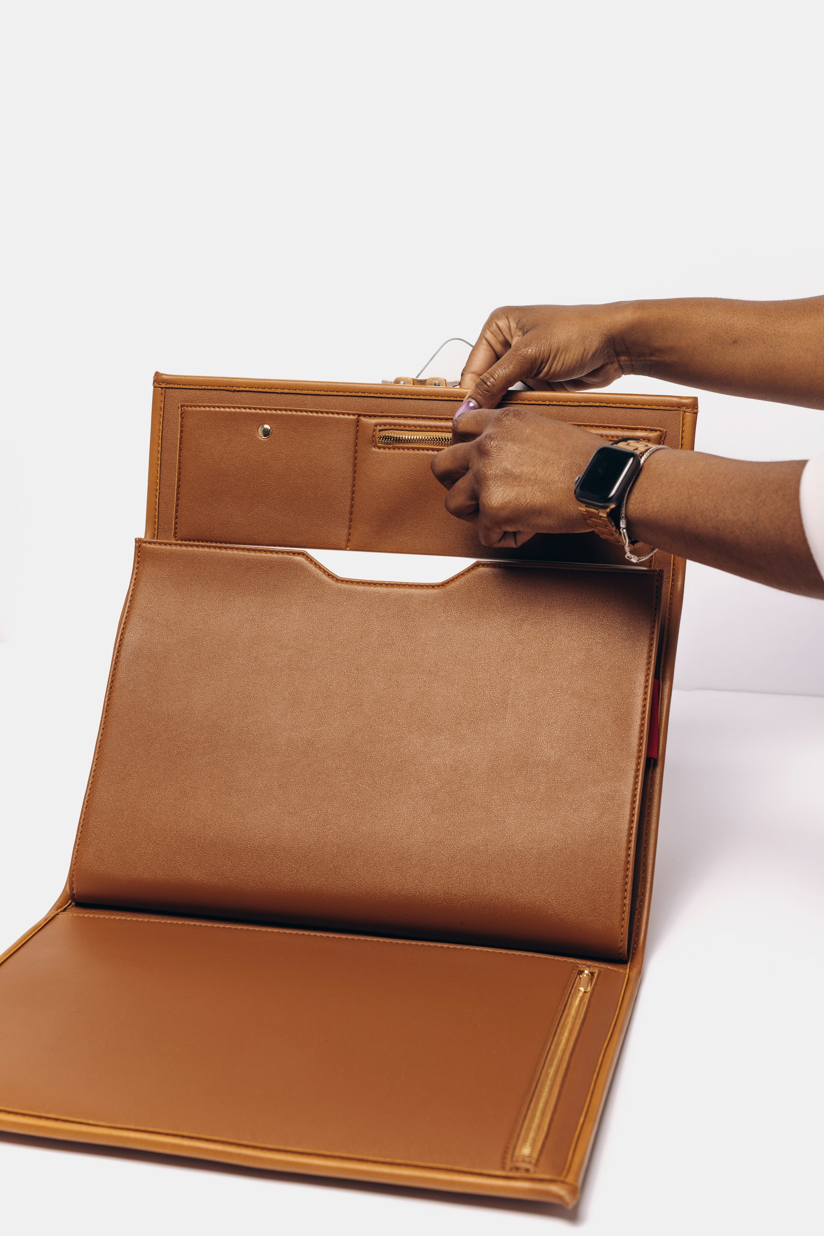 Ginger Brown Laptop Portfolio - T|W Tote Premium Handmade Collection